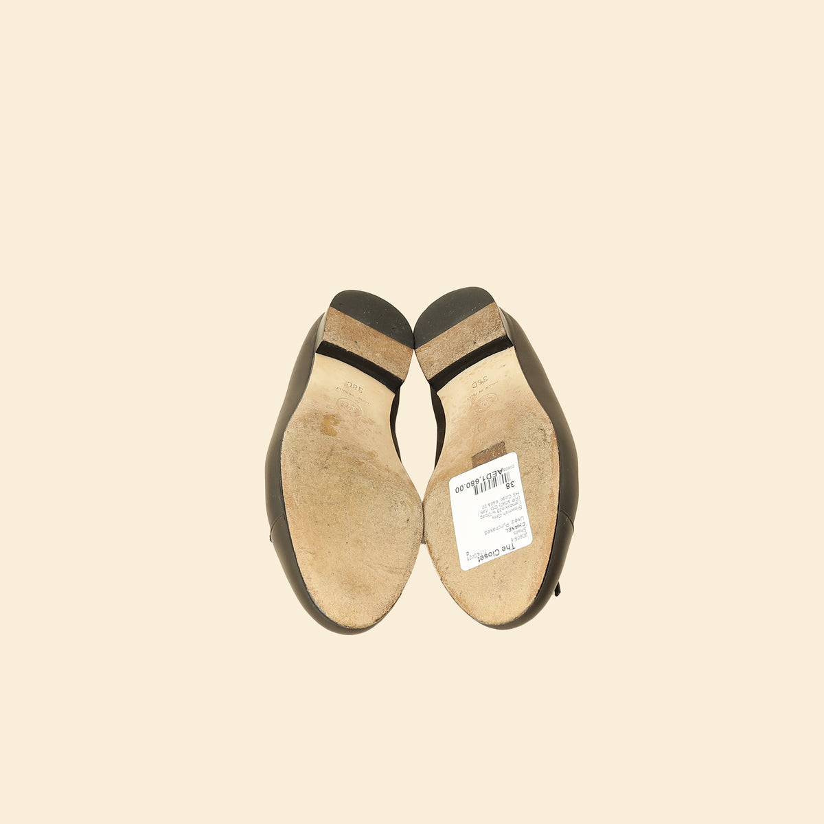 Chanel Brownish Grey CC Ballet Flats 38