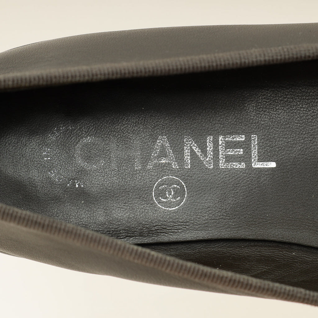 Chanel Brownish Grey CC Ballet Flats 38
