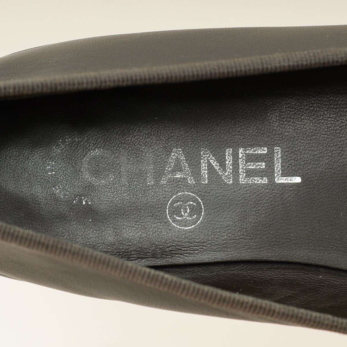 Chanel Brownish Grey CC Ballet Flats 38