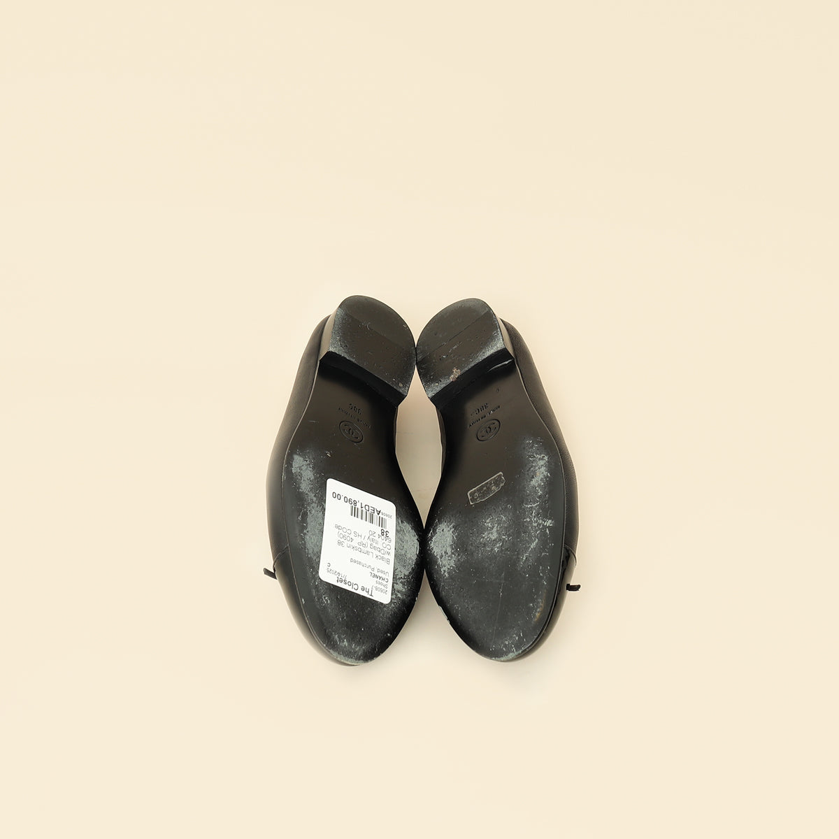 Chanel Black CC Ballet Flats 38