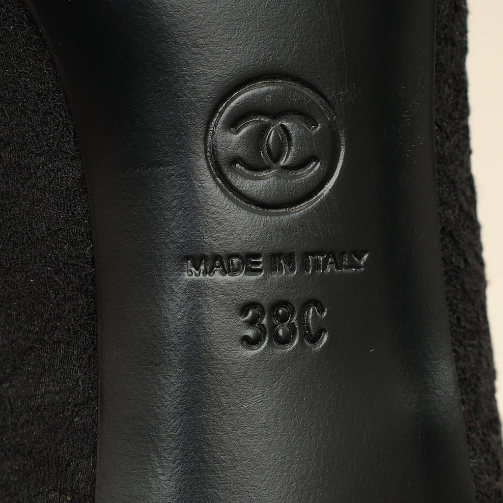 Chanel Black Lace Camellia 40mm Pumps 38