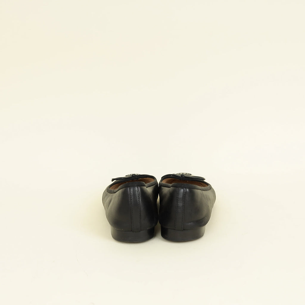Chanel Black CC Cap Toe Flat Ballerina 38