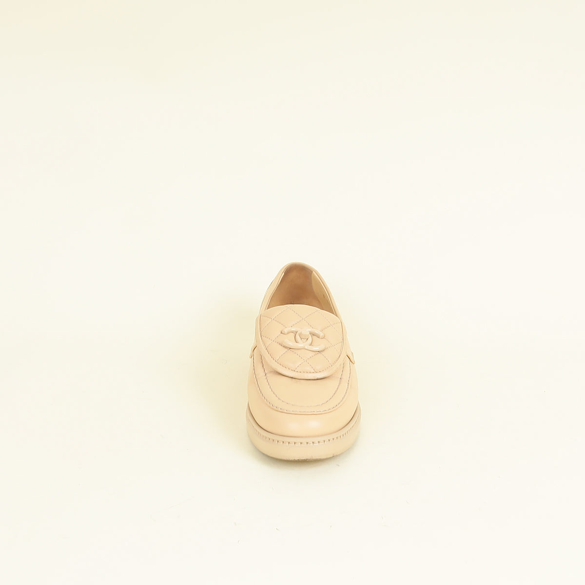 Chanel Beige CC Pocket Quilted Moccasin Loafer 38