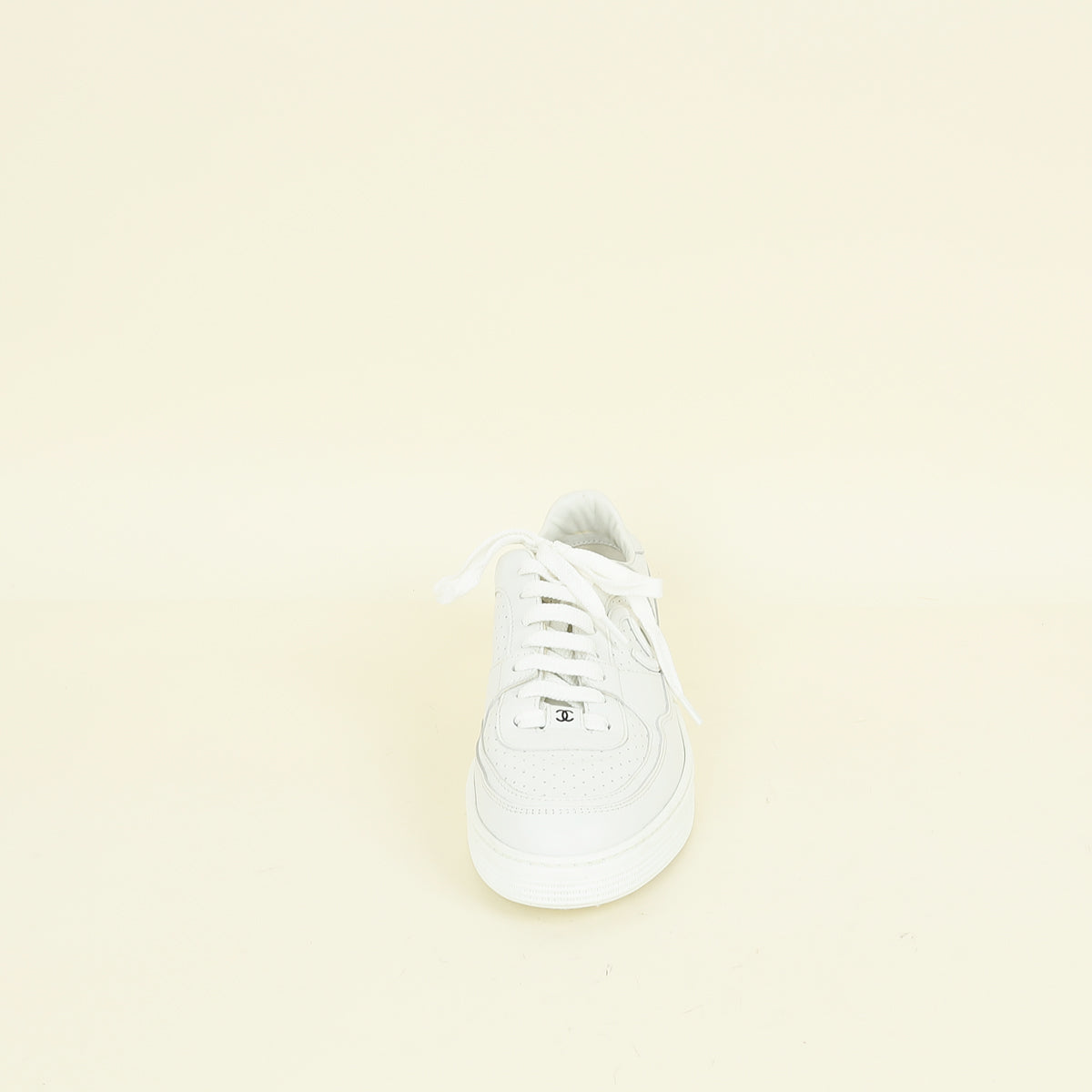 Chanel White CC Trainer Sneaker 38
