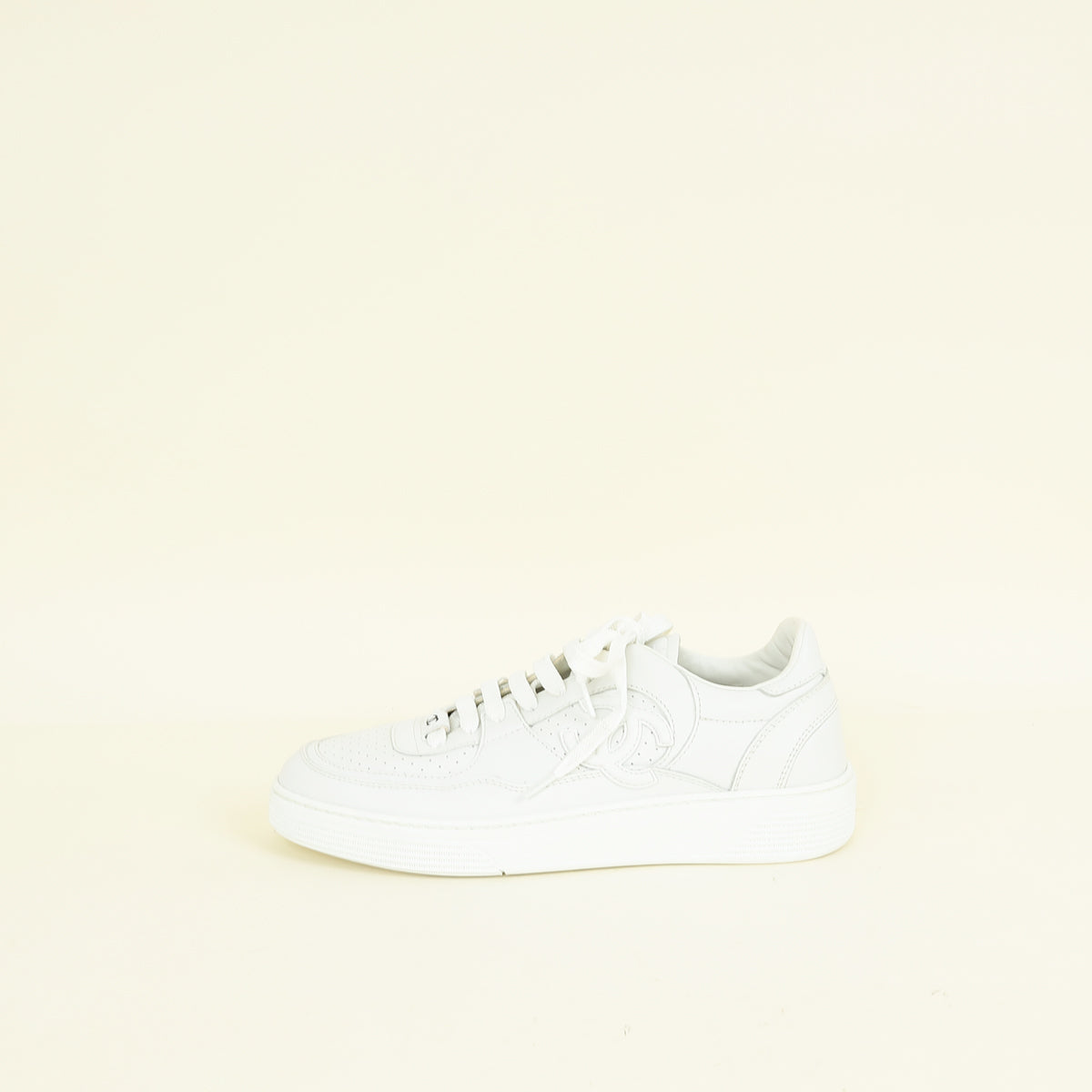 Chanel White CC Trainer Sneaker 38