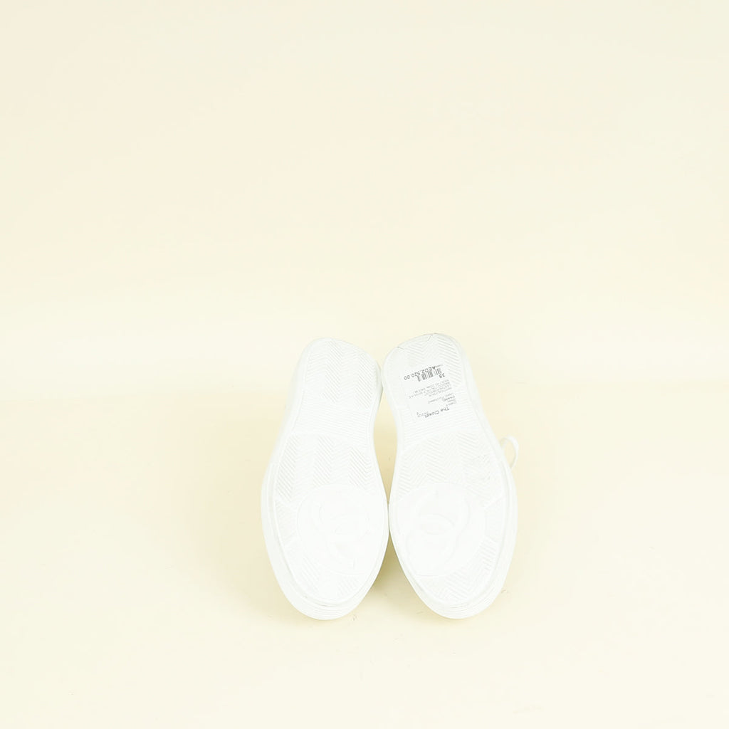 Chanel White CC Trainer Sneaker 38