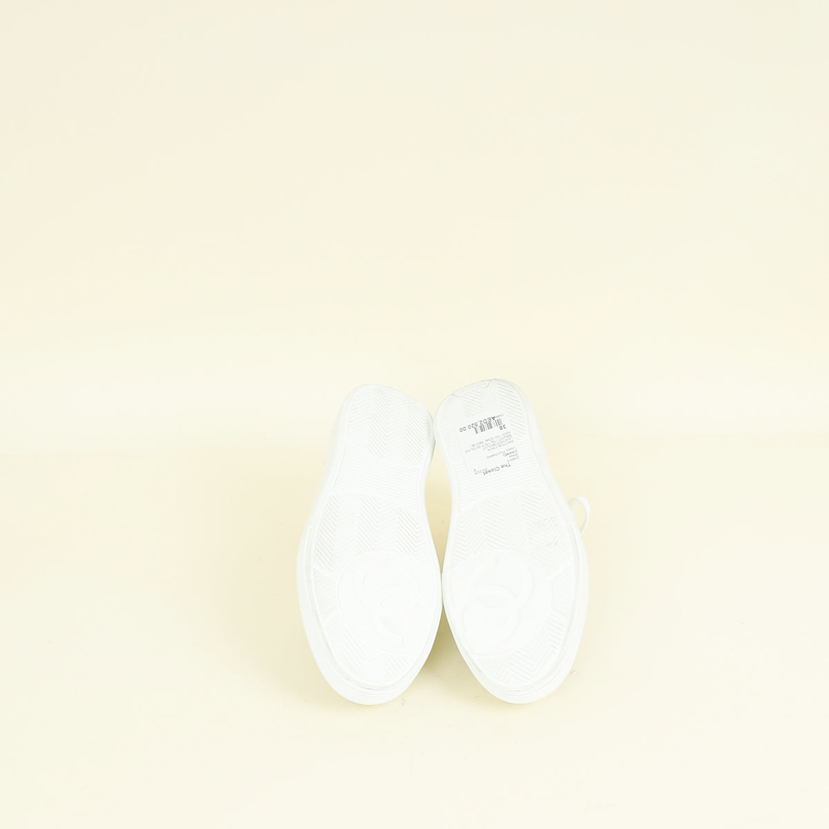 Chanel White CC Trainer Sneaker 38