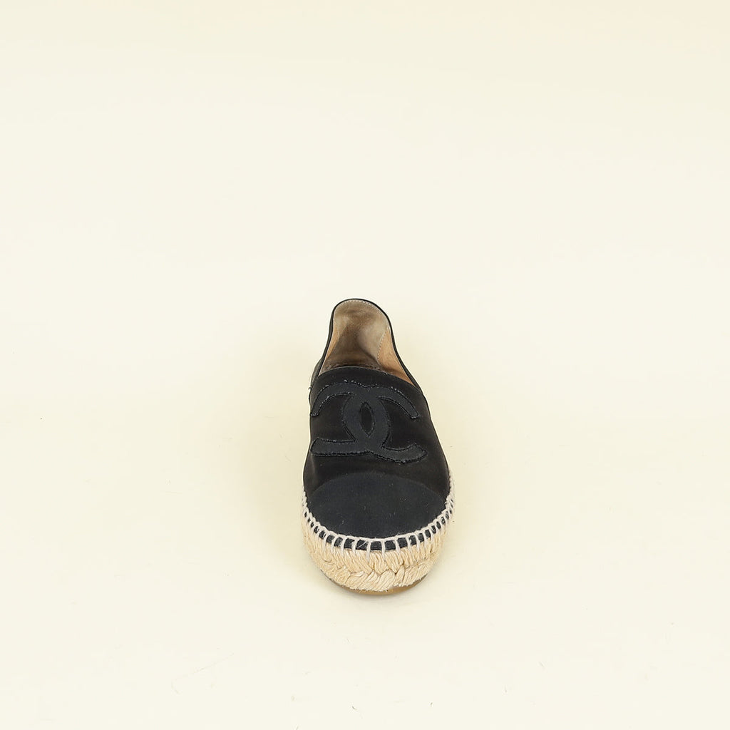 Chanel Black CC Flat Espadrille 38