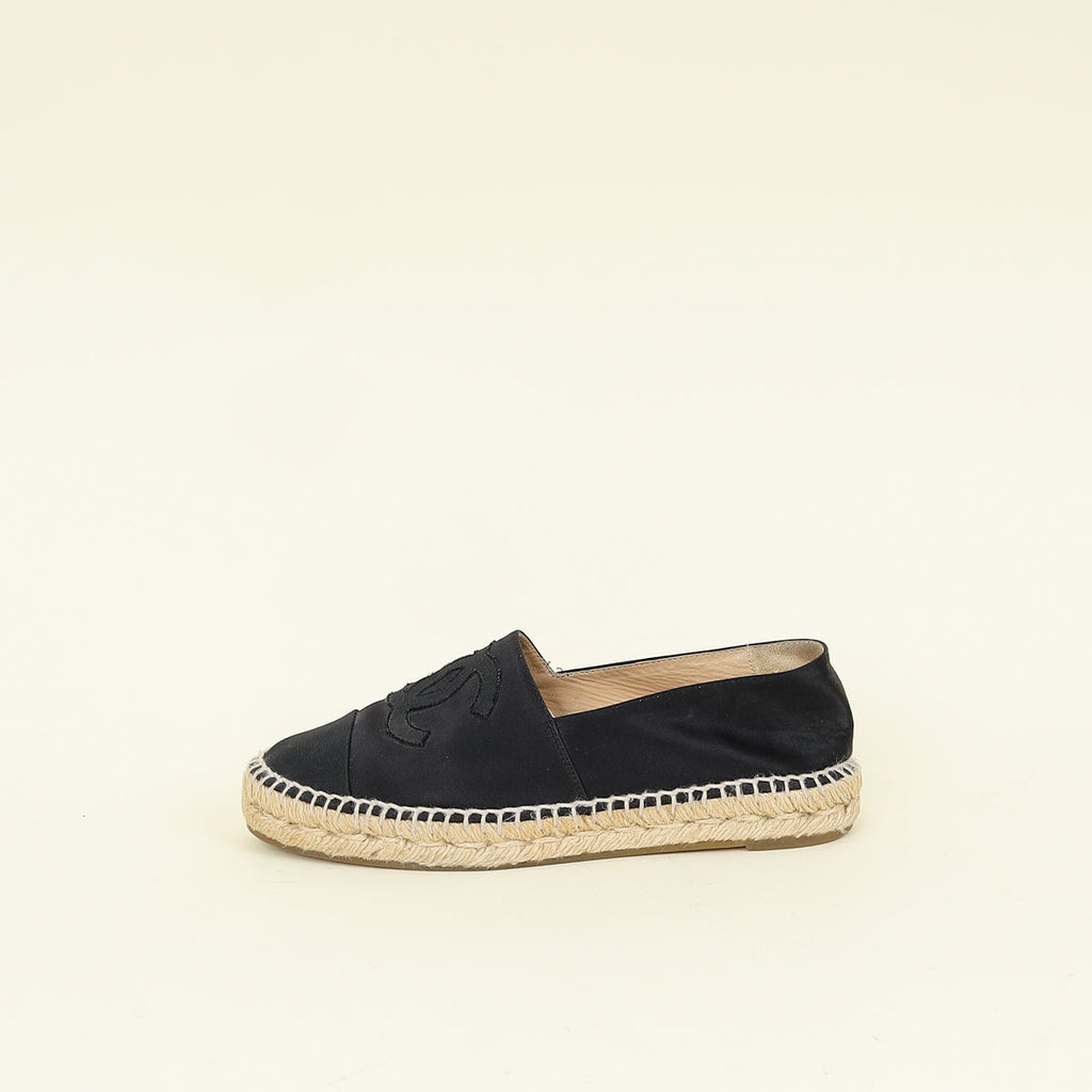 Chanel Black CC Flat Espadrille 38