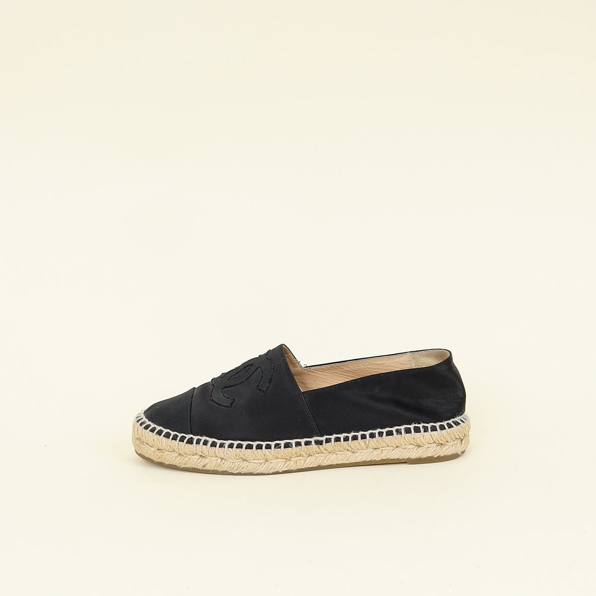 Chanel Black CC Flat Espadrille 38