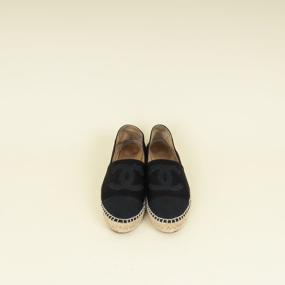 Chanel Black CC Flat Espadrille 38