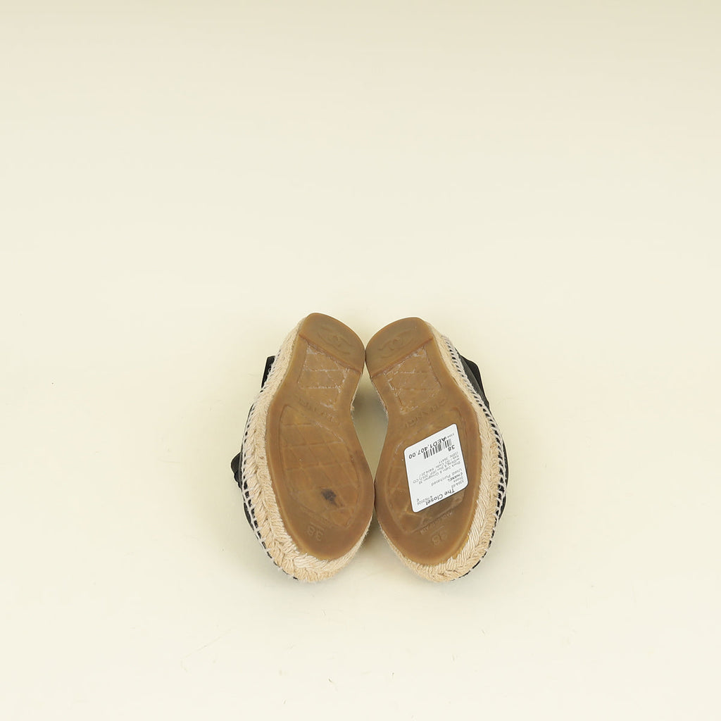 Chanel Black CC Flat Espadrille 38