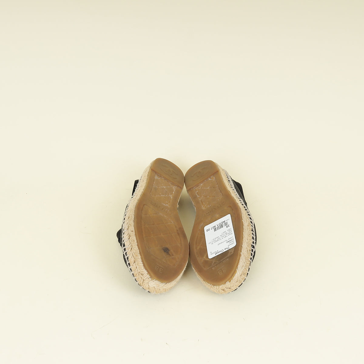 Chanel Black CC Flat Espadrille 38