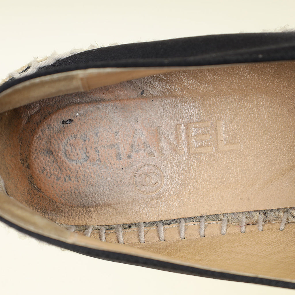 Chanel Black CC Flat Espadrille 38