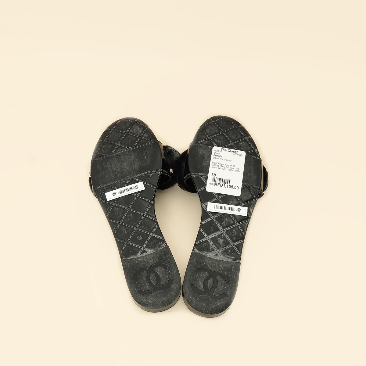 Chanel Black Camellia CC Slides 38