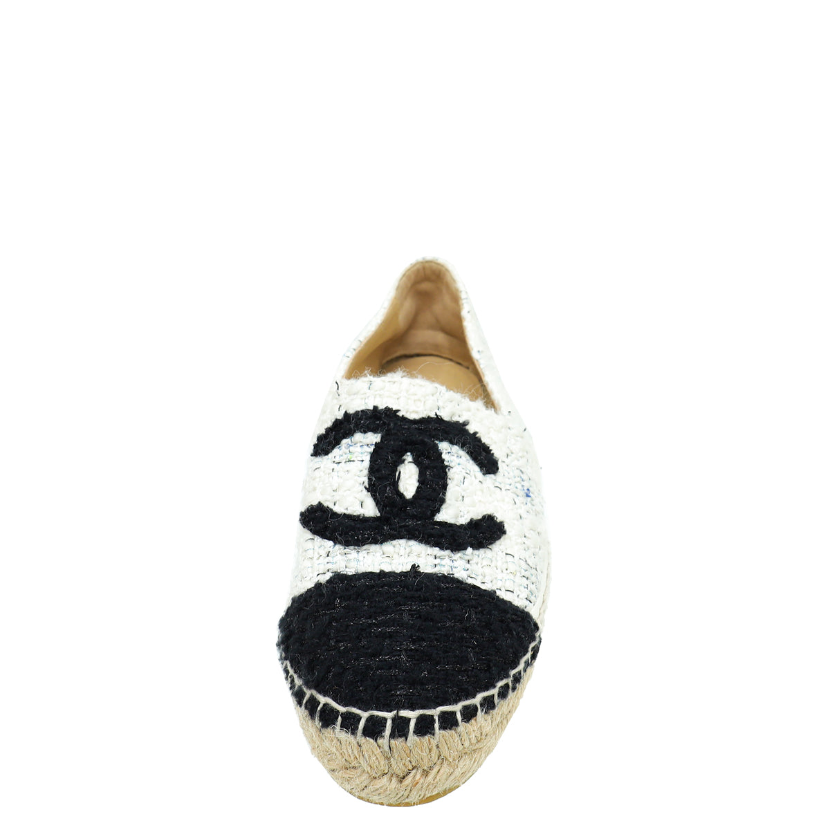 Chanel Bicolor CC Cap Toe Tweed Espadrille 38