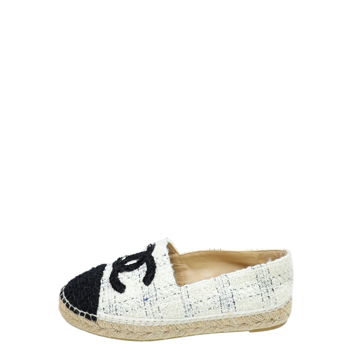Chanel Bicolor CC Cap Toe Tweed Espadrille 38