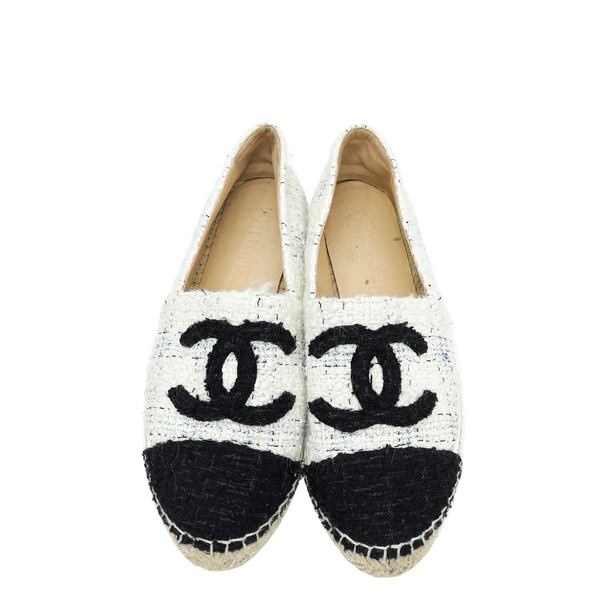 Chanel Bicolor CC Cap Toe Tweed Espadrille 38