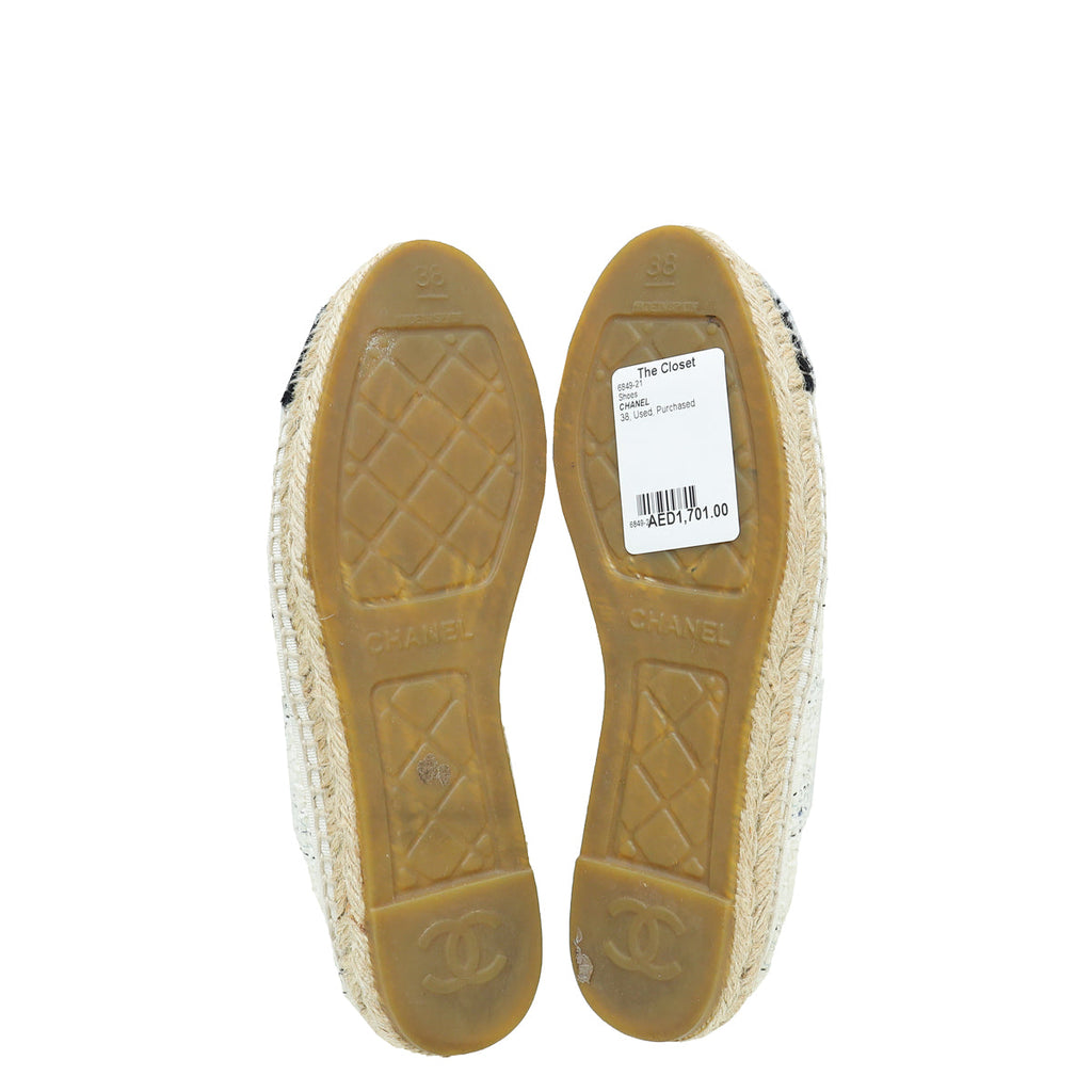 Chanel Bicolor CC Cap Toe Tweed Espadrille 38