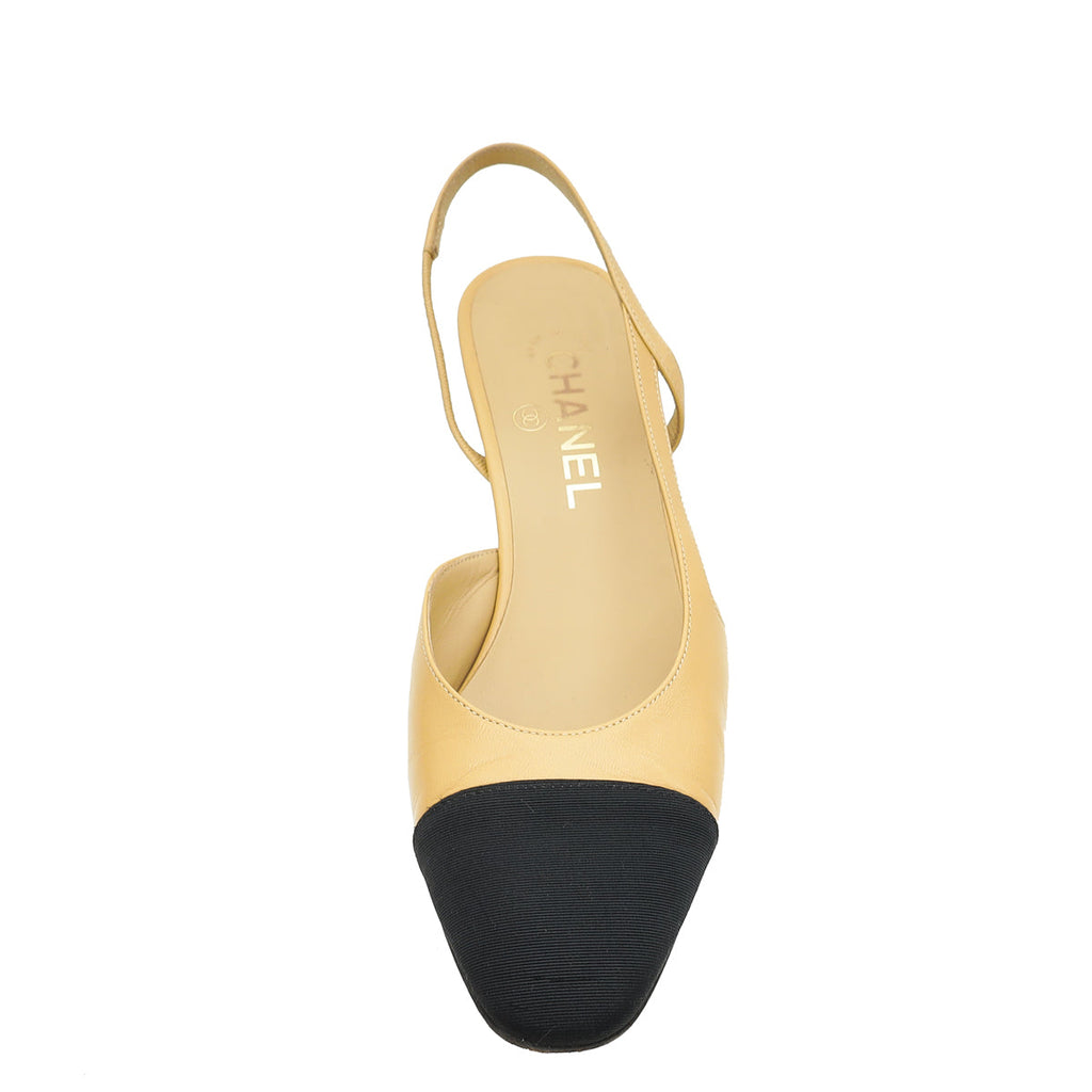 Chanel Bicolor CC Cap Toe Slingback 38