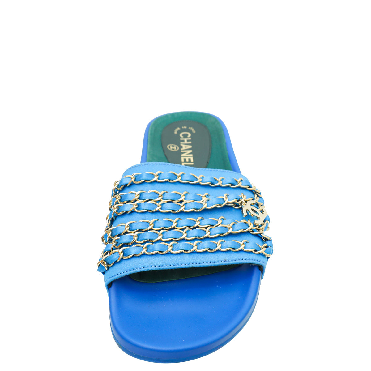 Chanel Bicolor CC Chain Slide Pool Sandal 38
