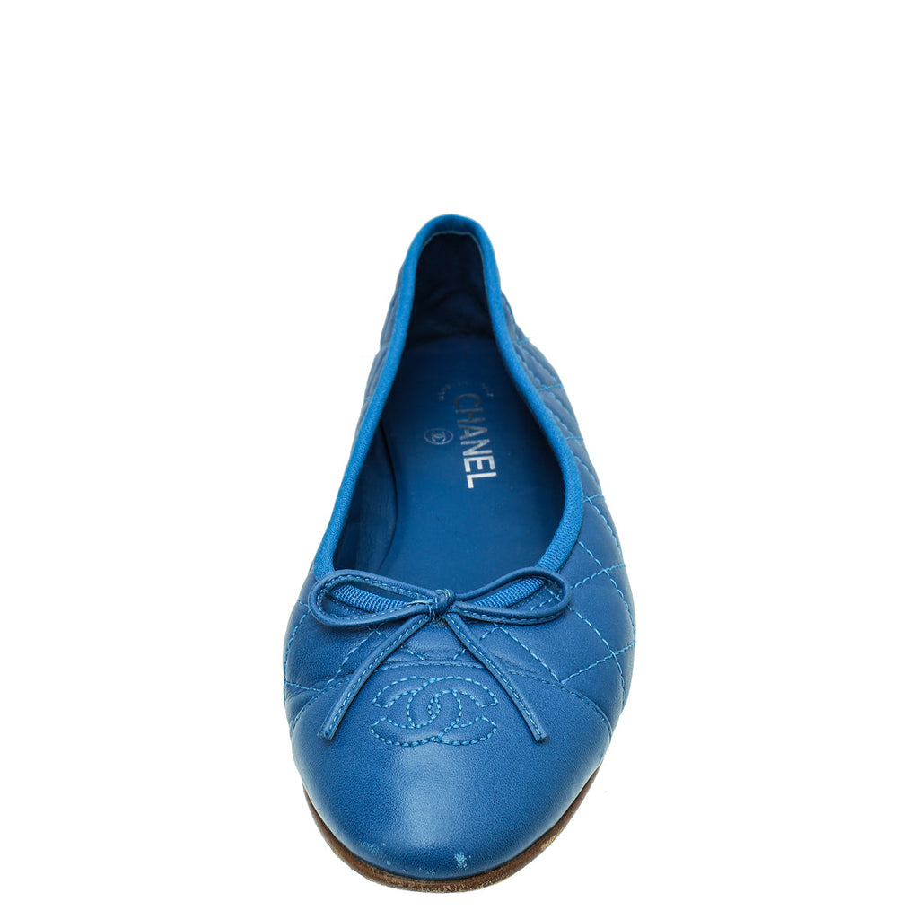 Chanel Blue CC Cap Toe Ballerina Flats 39