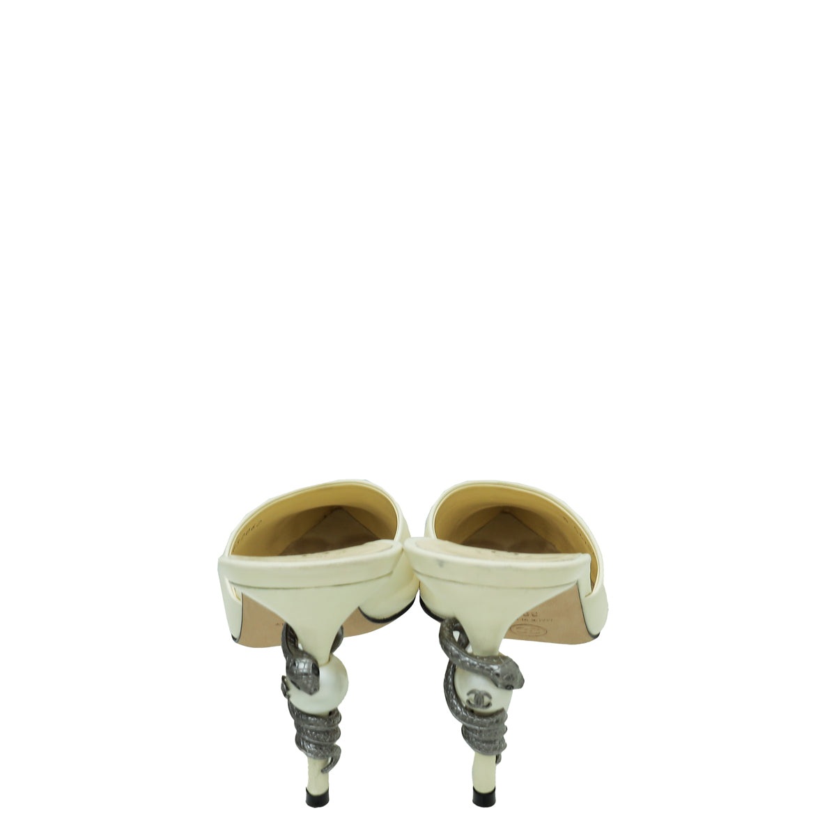 Chanel Bicolor CC Cap Toe Snake Pearl Mule 39.5