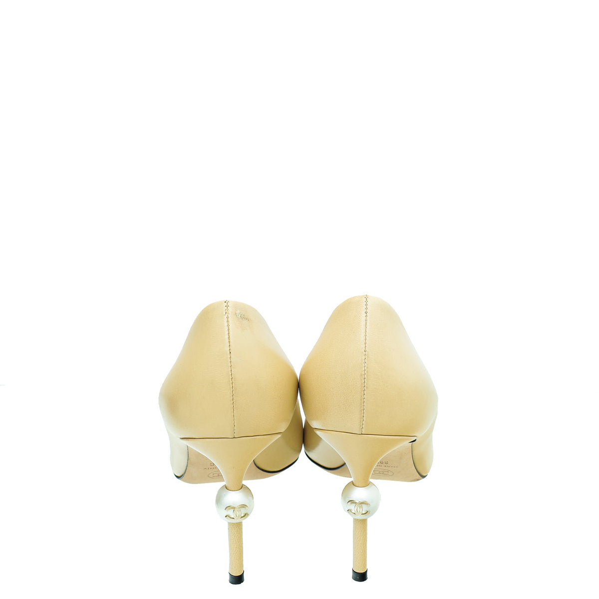 Chanel Bicolor CC Pearl Heel Pointed Pumps 39.5