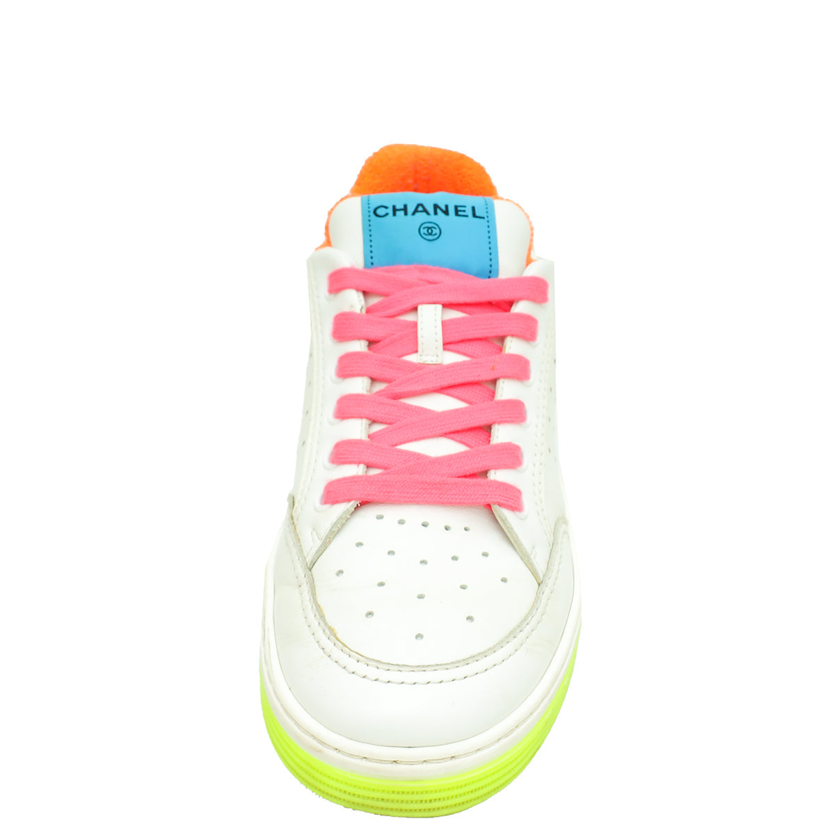 Chanel White CC Multicolor Logo Terry Cloth Sneakers 39.5