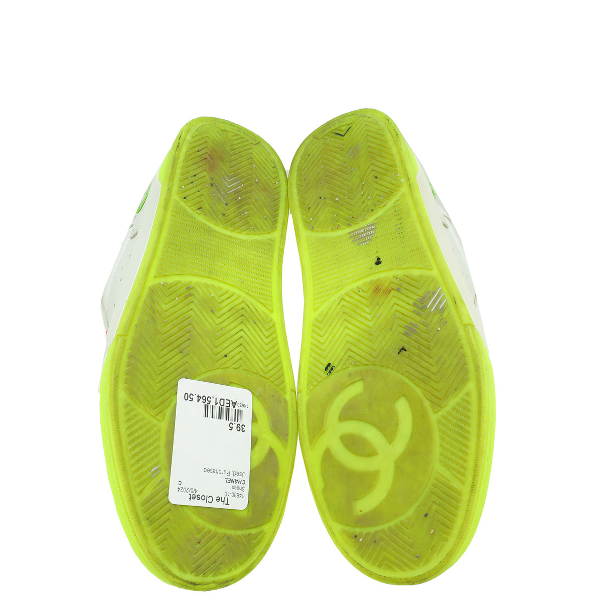 Chanel White CC Multicolor Logo Terry Cloth Sneakers 39.5