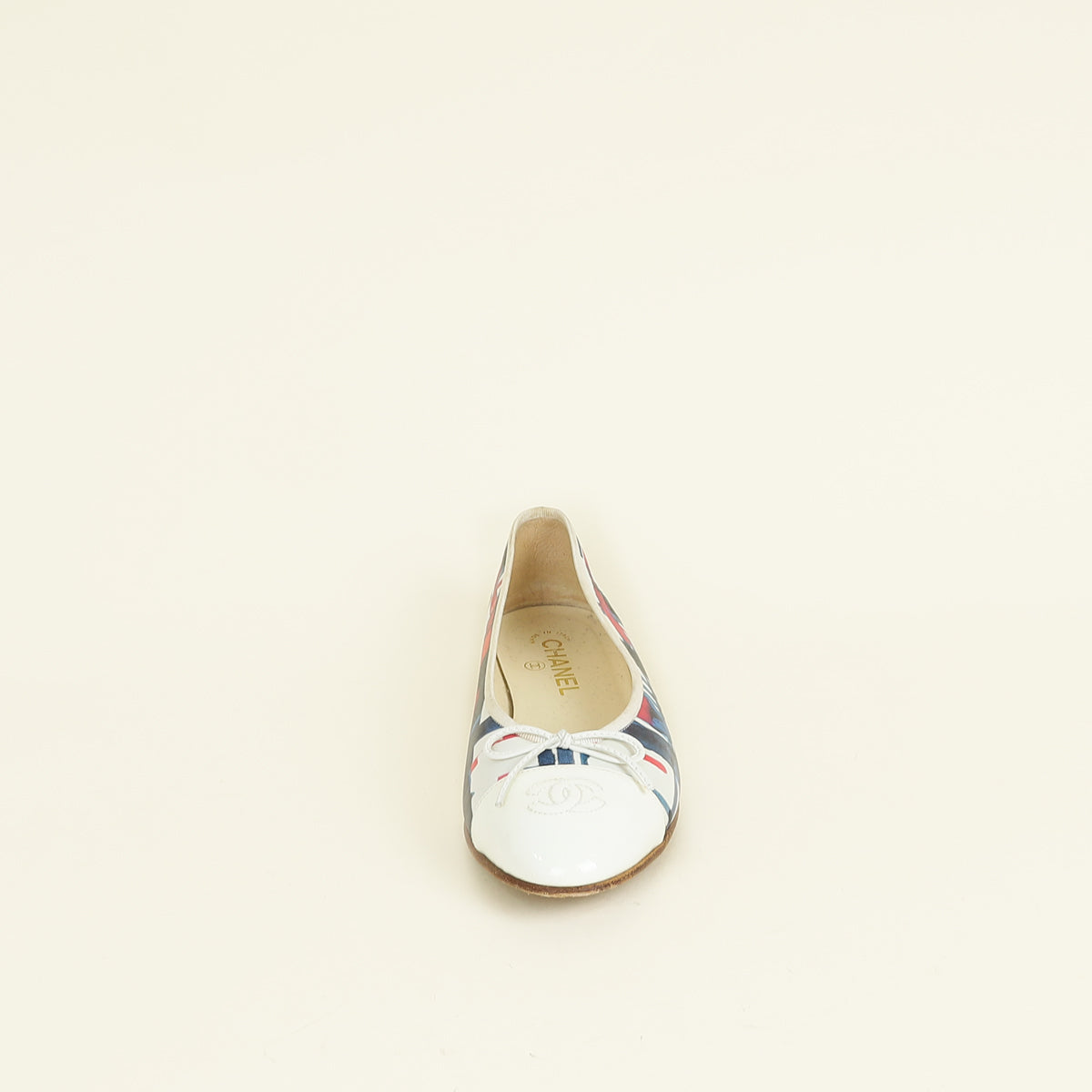 Chanel White Multicolor CC Printed Ballet Flats 39.5