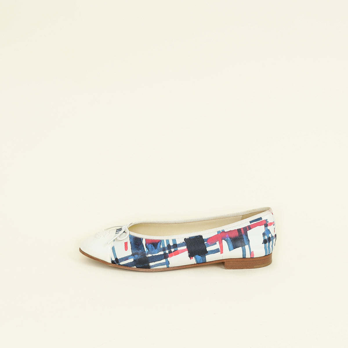 Chanel White Multicolor CC Printed Ballet Flats 39.5