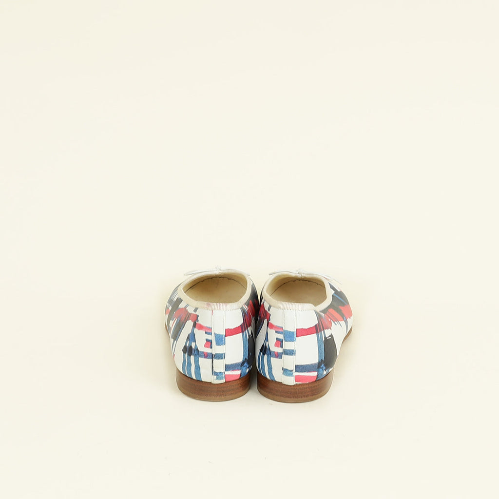 Chanel White Multicolor CC Printed Ballet Flats 39.5