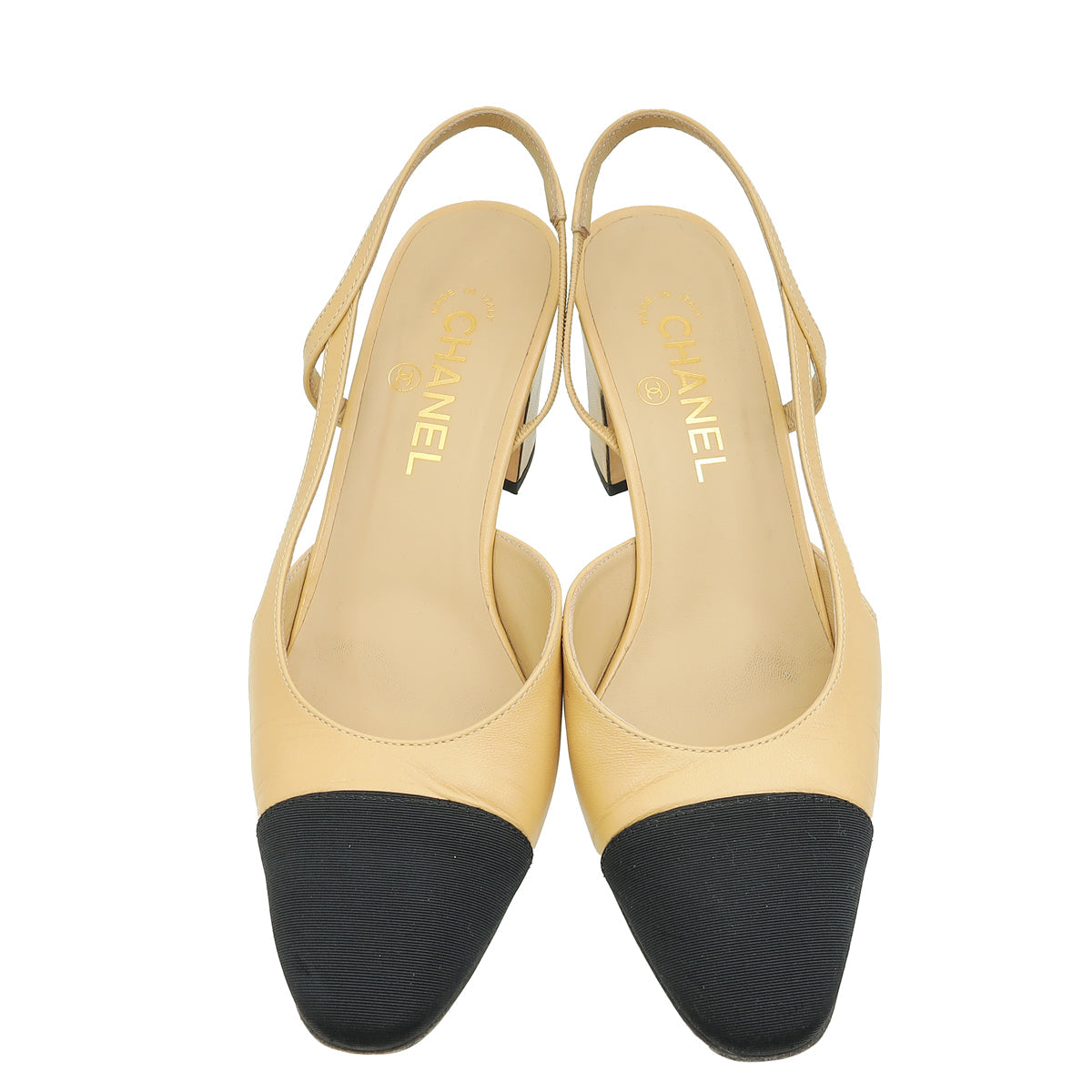 Chanel Bicolor CC Cap Toe Slingback 39.5