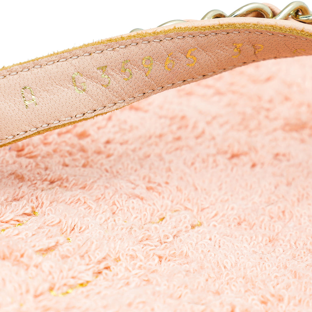 Chanel Light Pink Terry Cloth Chain CC Thong Slippers 39