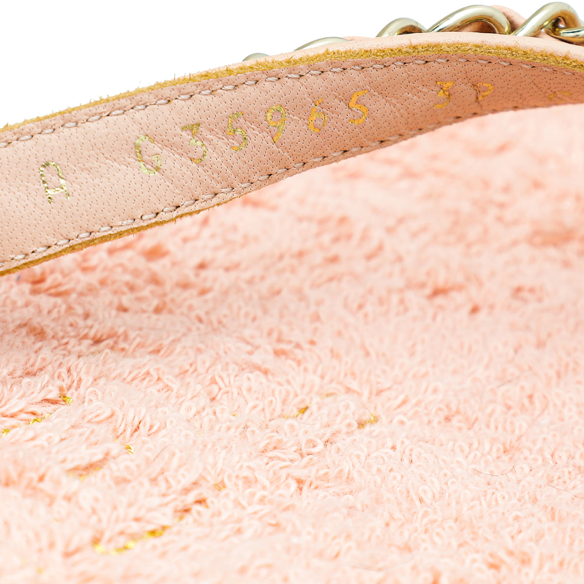 Chanel Light Pink Terry Cloth Chain CC Thong Slippers 39