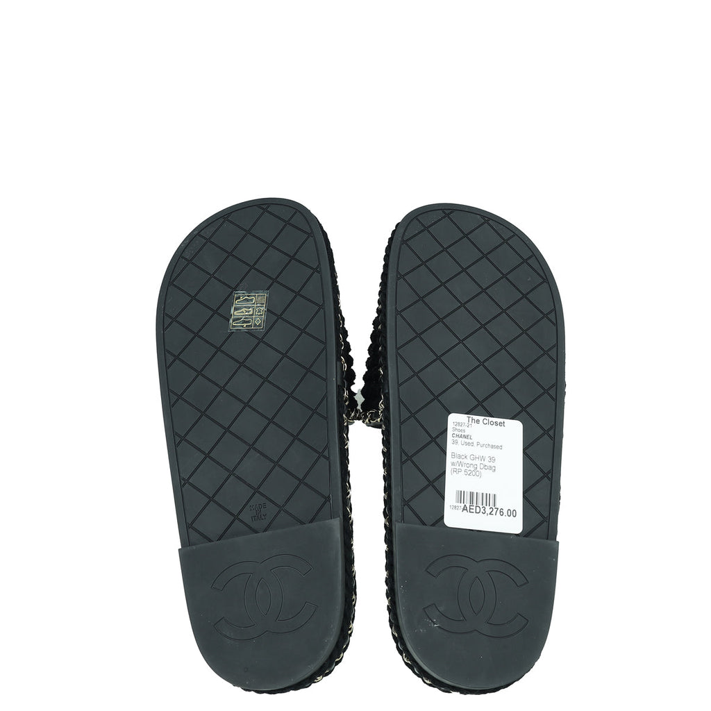 Chanel Black CC Rope Platform Sandals