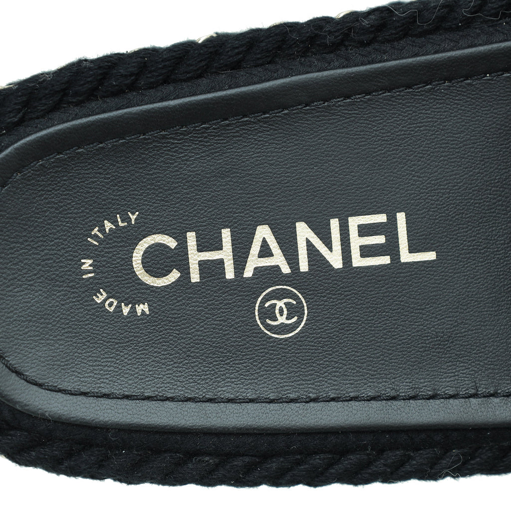 Chanel Black CC Rope Platform Sandals