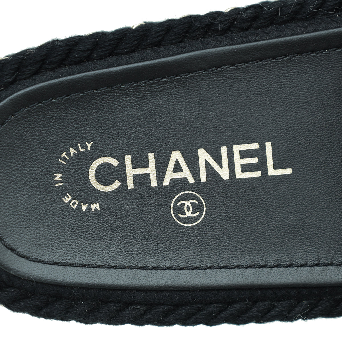 Chanel Black CC Rope Platform Sandals
