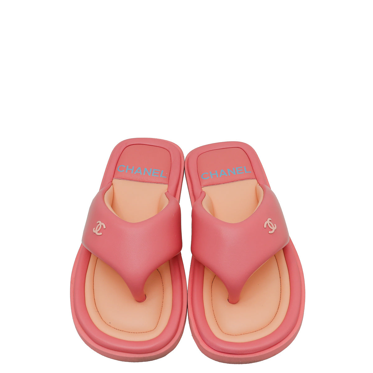 Chanel Pink CC Padded Pool Thong Sandals 39