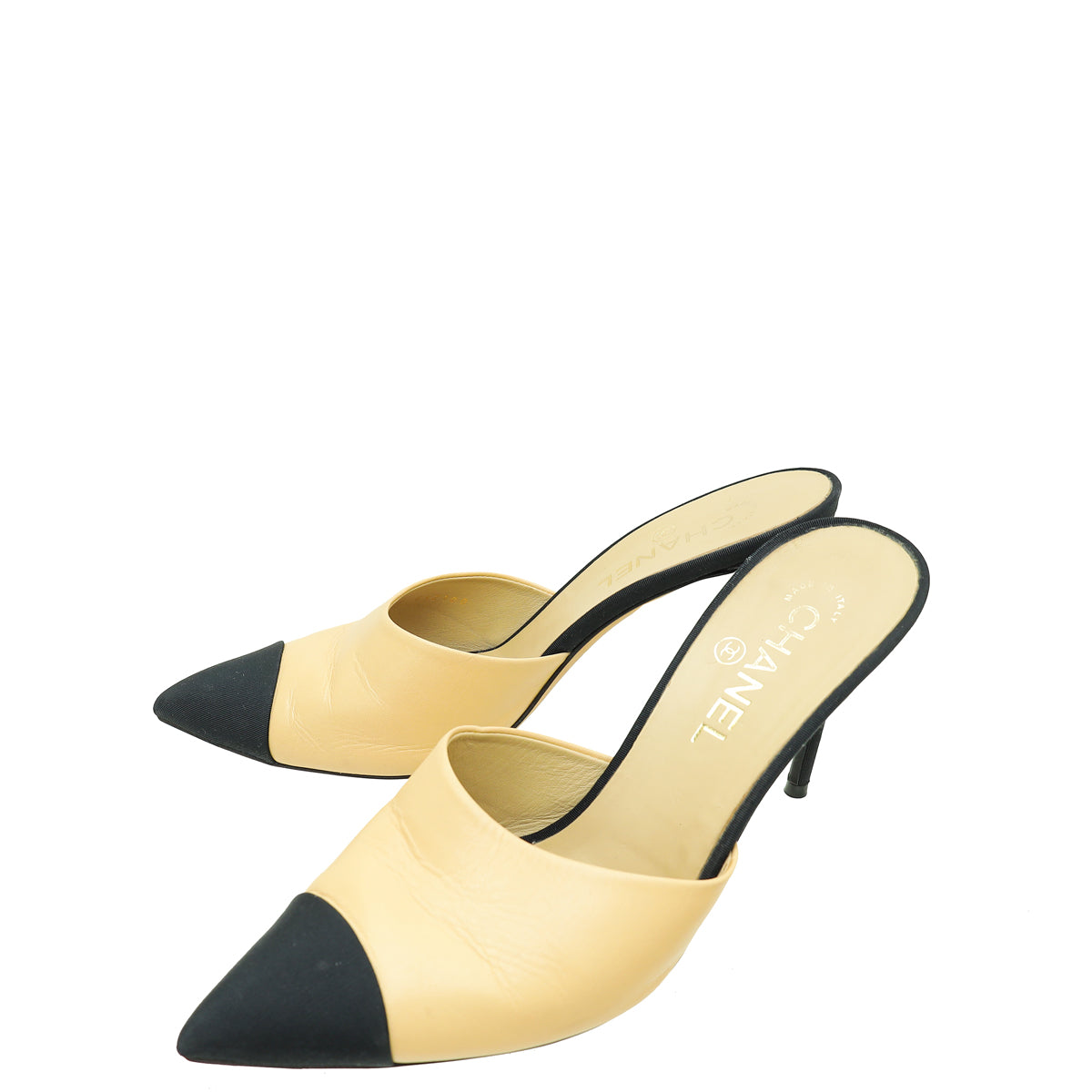 Chanel Bicolor CC Pearl Heeled Mule 39
