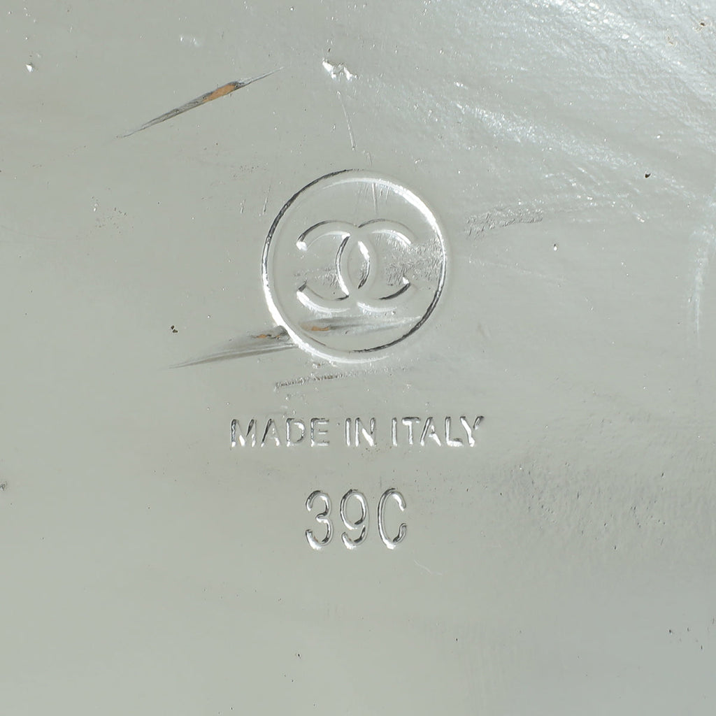 Chanel Metallic Silver CC Logo Dad Sandals 39