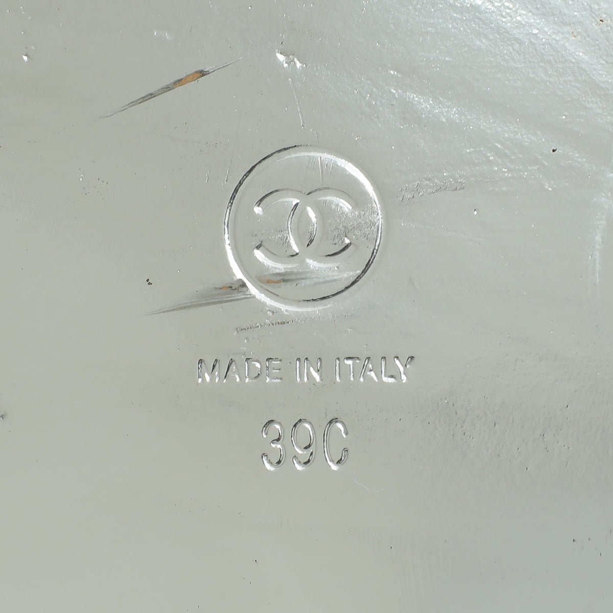 Chanel Metallic Silver CC Logo Dad Sandals 39