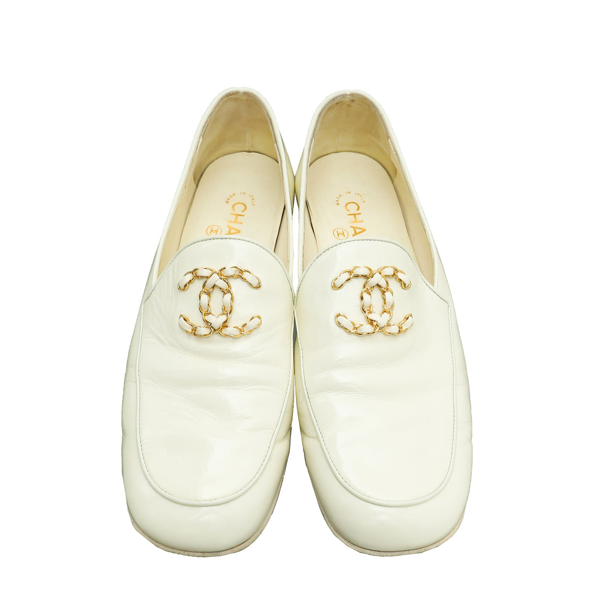 Chanel White CC Chain Loafer 39