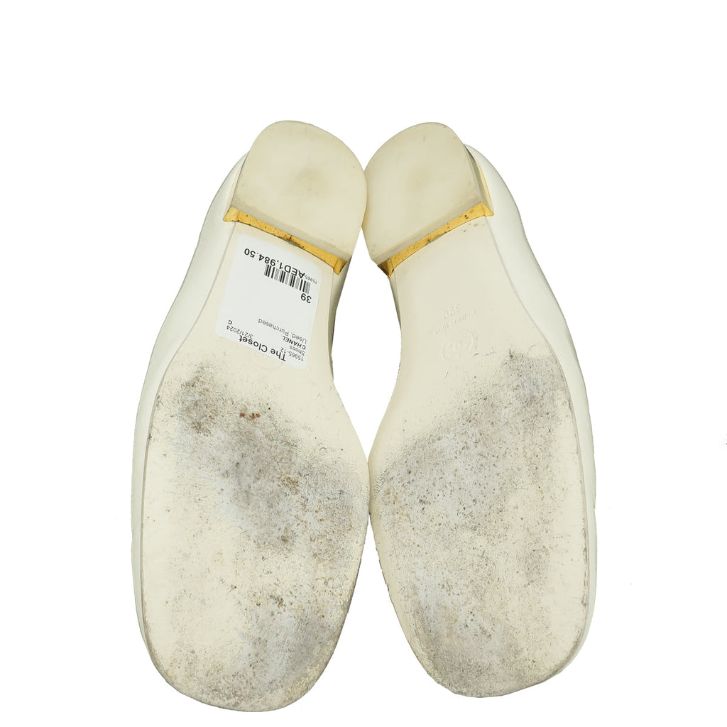Chanel White CC Chain Loafer 39