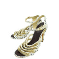 Chanel White CC Reissue Chain Tweed Sandal 39