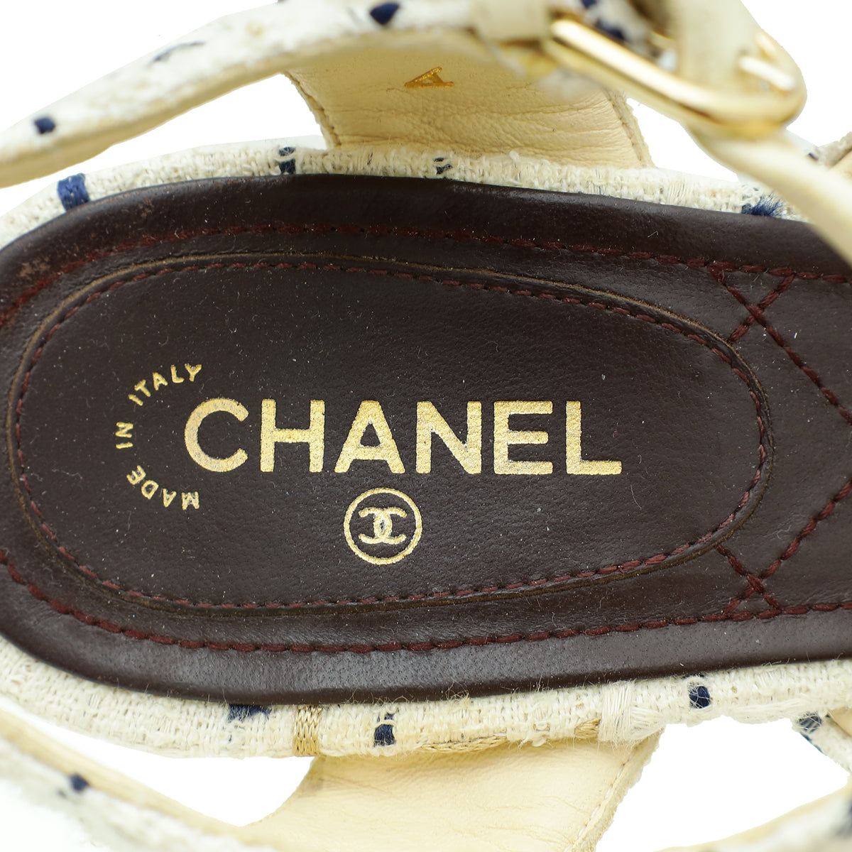 Chanel White CC Reissue Chain Tweed Sandal 39