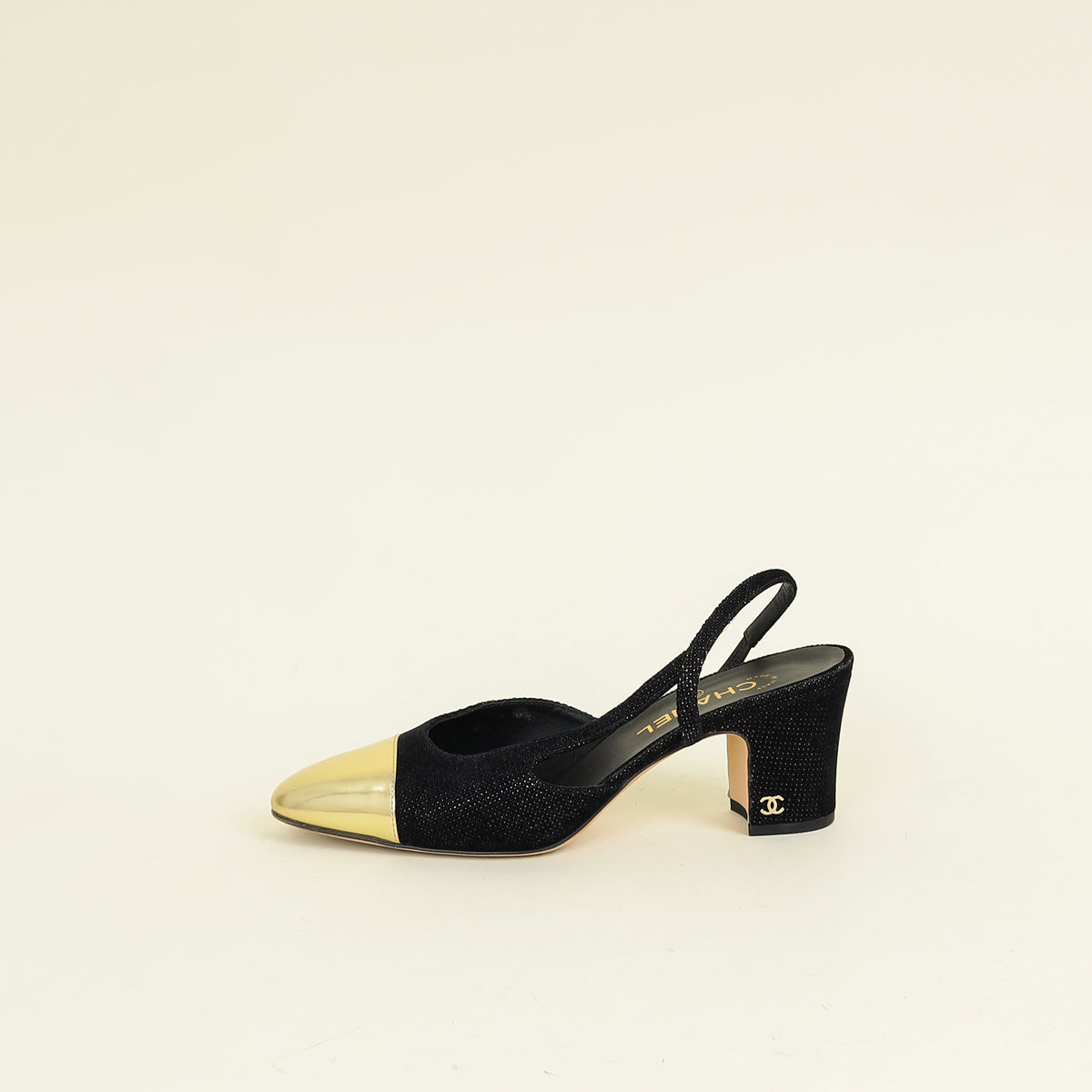 Chanel Bicolor Half d'Orsay Slingback Pumps 39