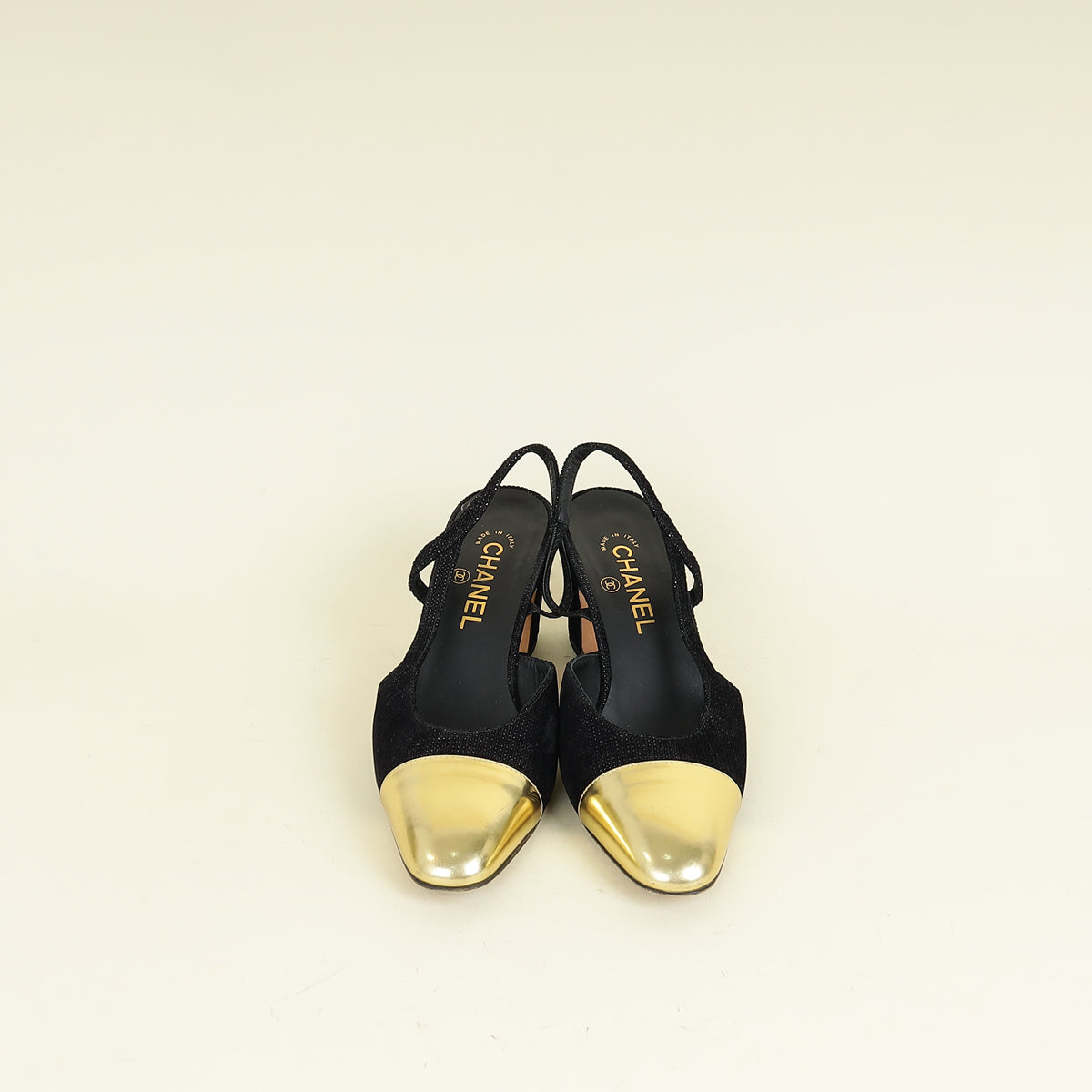 Chanel Bicolor Half d'Orsay Slingback Pumps 39