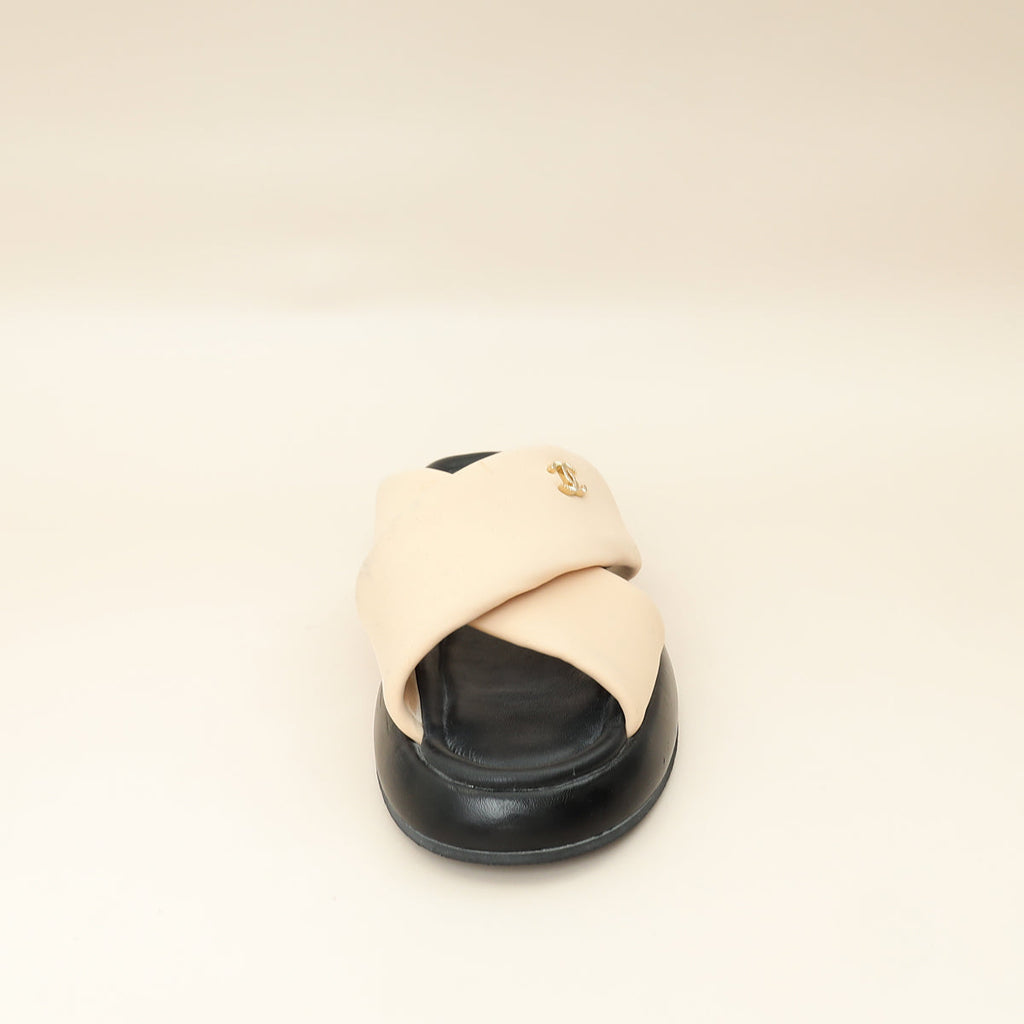 Chanel Bicolor Fabric CC Mules Sandals 39